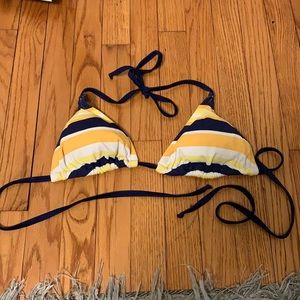 Venus blue and yellow striped bikini top